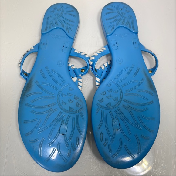 Jack Rogers French Blue & White Striped Georgica Jelly Sandal Flip Flops Size 9 - Picture 9 of 11